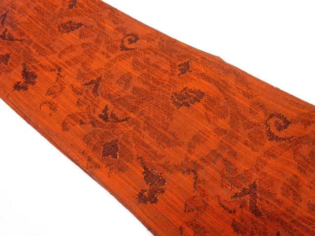 JAPANESE NAGOYA OBI / TSUMUGI / WOVEN FLOWER ARABESQUE